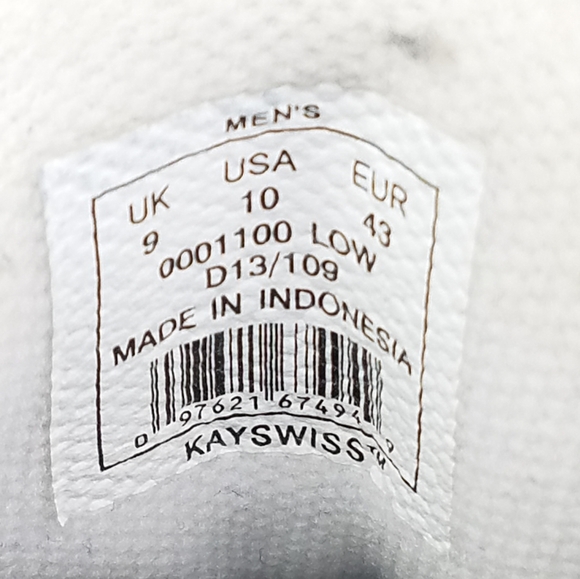 K Swiss men's classic white sneakers size 10 - Picture 3 of 6